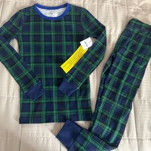 Crewcuts Navy and Green Plaid Kids Pajama Set